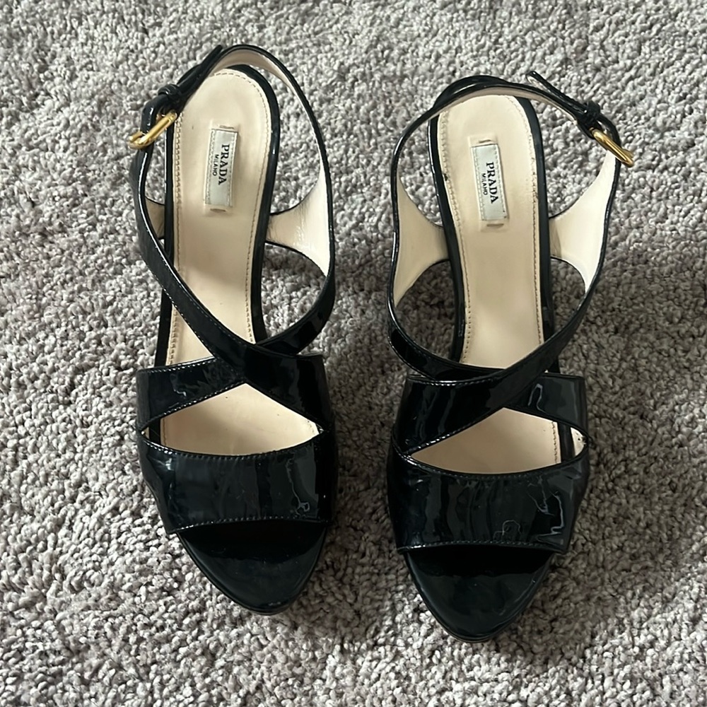 Prada black heel 40